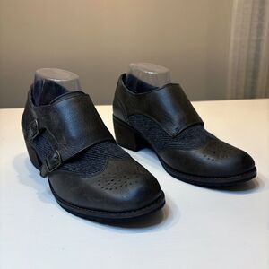 Aetrex Women's Distressed Leather Double Buckle Comfort Shoes Heels‎ US Size 8.5